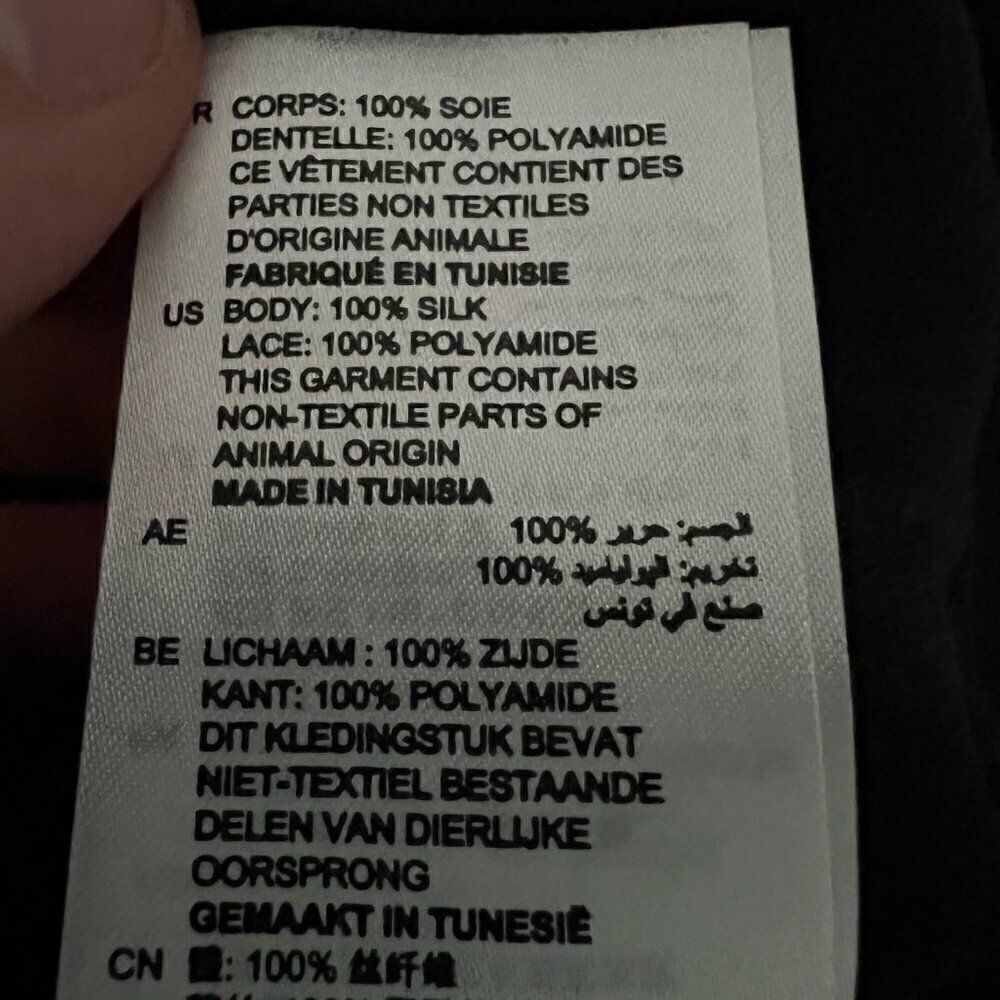 Sandro Paris Women's Silk Black Blouse Top Lace Neck Size 1 - Picture 8 of 9